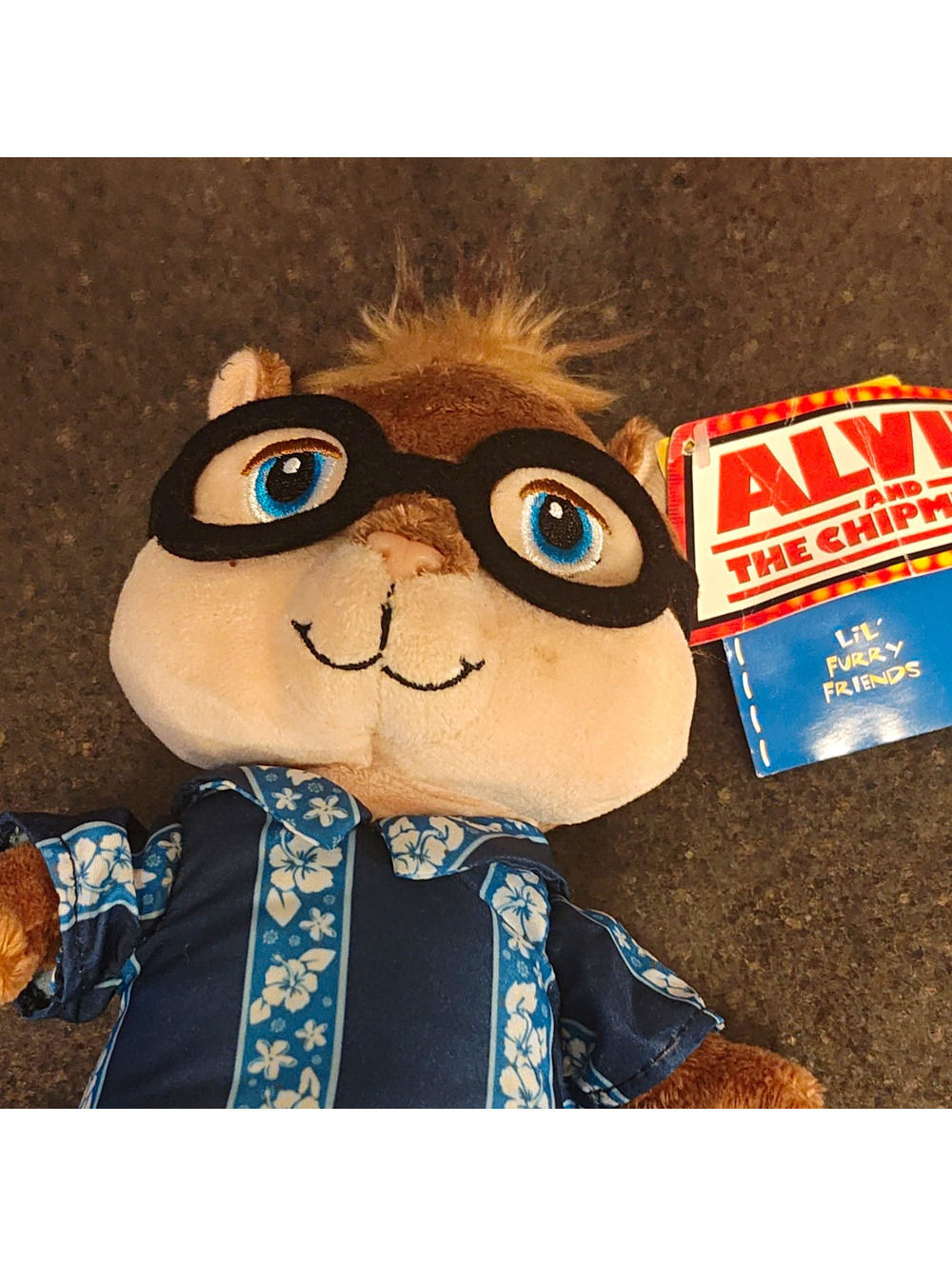 Lil' Furry Friends Alvin and the Chipmunks Plush Chipmunk Glasses Blue 2009